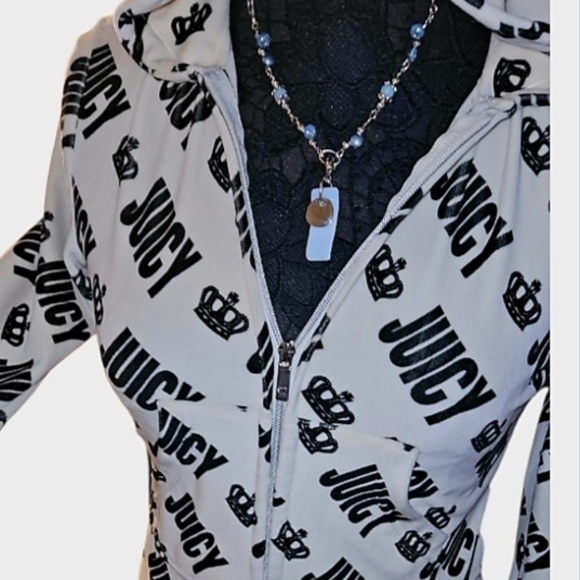 Juicy Couture Black and Cream Hoodie. Comes With Seaglass Necklace. - Picture 1 of 5